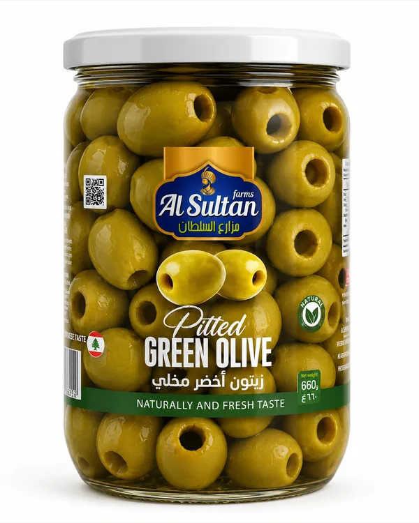 Pitted green olives